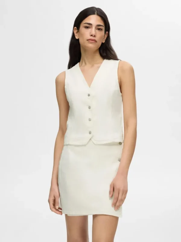 Toppe Og Bluser>SELECTED DENIM VEST White