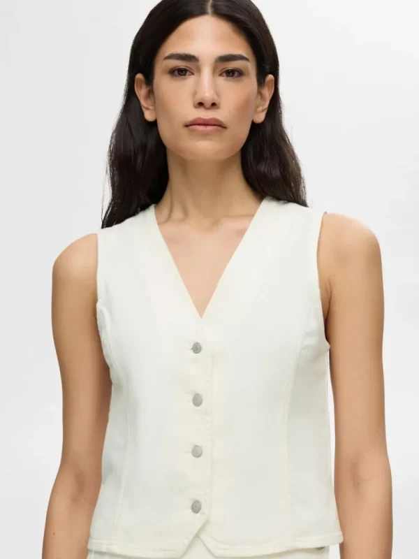 Toppe Og Bluser>SELECTED DENIM VEST White