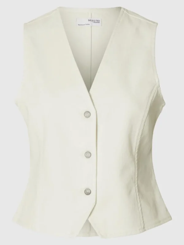 Toppe Og Bluser>SELECTED DENIM VEST White