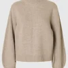 Strik>SELECTED DETALJERET HØJHALSET TRØJE Beige