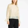 Toppe Og Bluser>SELECTED DETALJERET LANGÆRMET BLUSE Beige