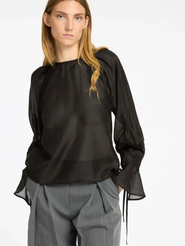 Toppe Og Bluser>SELECTED DETALJERET LANGÆRMET BLUSE Black