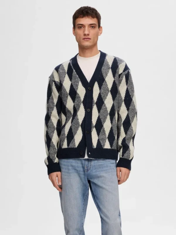 Strik>SELECTED DIAMAND-TERN CARDIGAN Blue