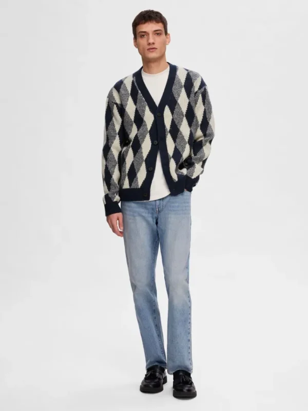 Strik>SELECTED DIAMAND-TERN CARDIGAN Blue