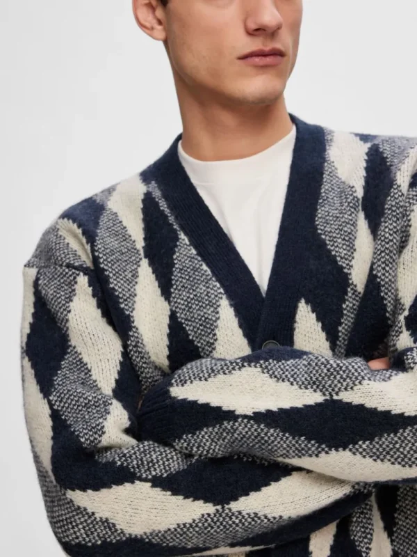 Strik>SELECTED DIAMAND-TERN CARDIGAN Blue