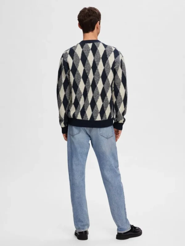 Strik>SELECTED DIAMAND-TERN CARDIGAN Blue