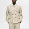 Jakkesæt & Blazers>SELECTED DOBBELTRADET BLAZER Beige