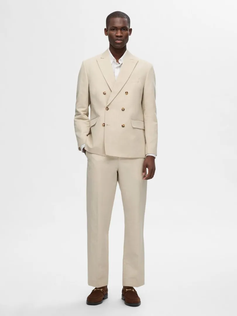 dobbeltradet_blazer_2.webp Jakkesæt & Blazers>SELECTED DOBBELTRADET BLAZER Beige