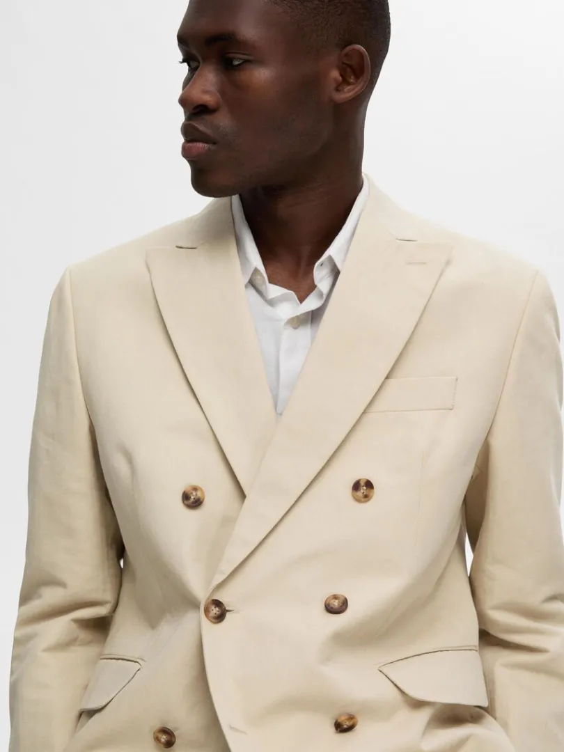dobbeltradet_blazer_3.webp Jakkesæt & Blazers>SELECTED DOBBELTRADET BLAZER Beige