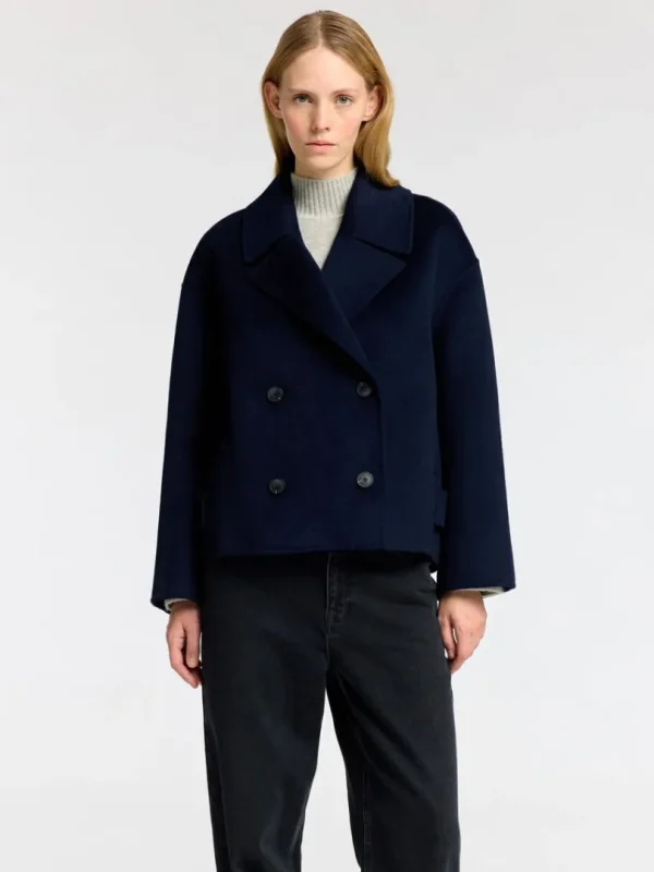 Overtøj>SELECTED DOBBELTRADET FRAKKE Blue