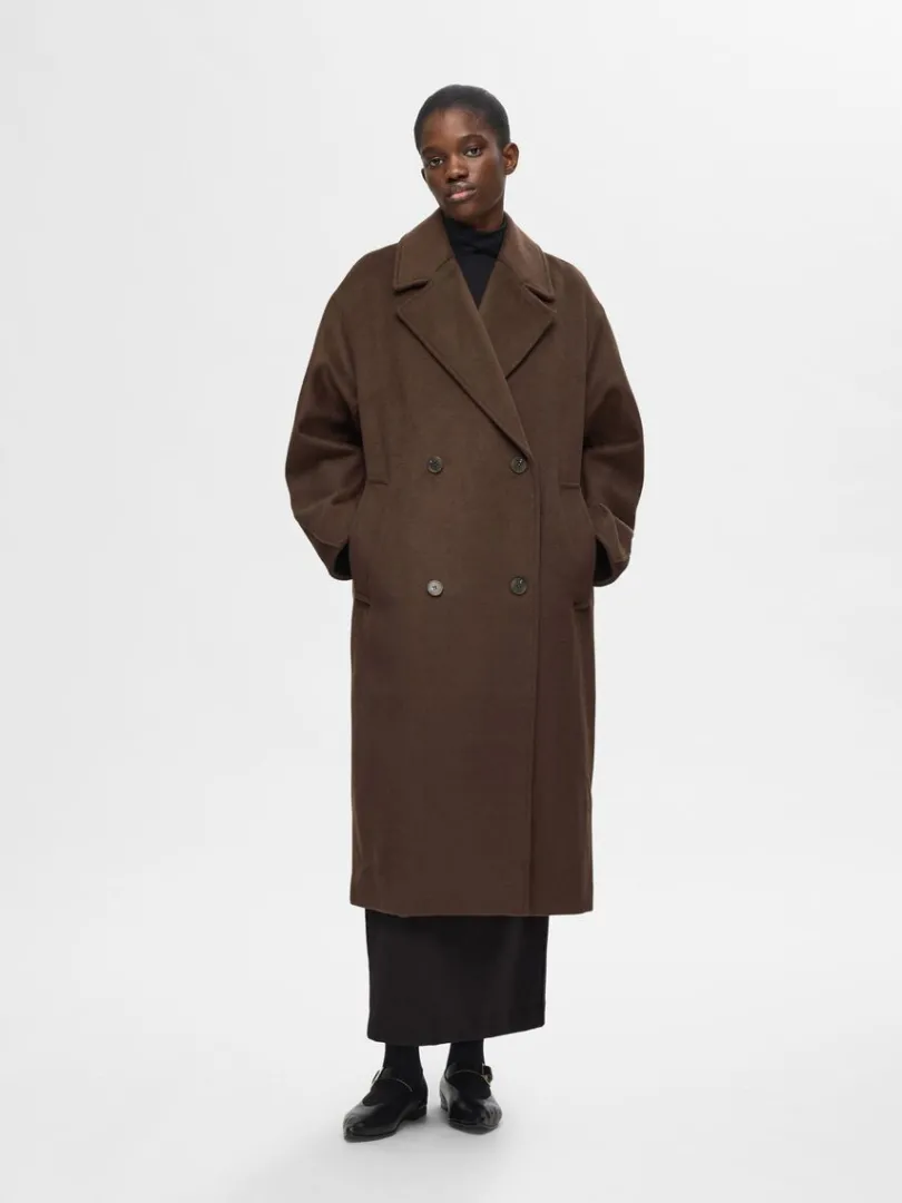 dobbeltradet_frakke_0.webp Overtøj>SELECTED DOBBELTRADET FRAKKE Brown