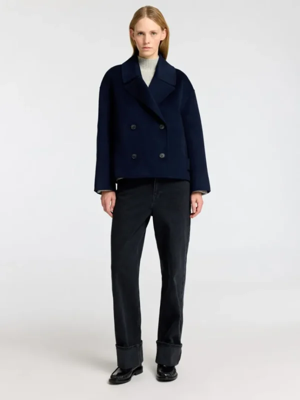Overtøj>SELECTED DOBBELTRADET FRAKKE Blue