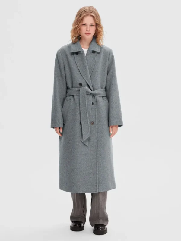 Overtøj>SELECTED DOBBELTRADET FRAKKE Grey