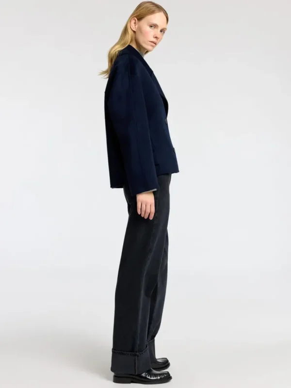Overtøj>SELECTED DOBBELTRADET FRAKKE Blue
