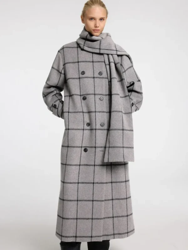 Overtøj>SELECTED DOBBELTRADET FRAKKE Grey