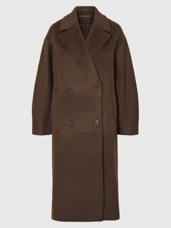 Overtøj>SELECTED DOBBELTRADET FRAKKE Brown
