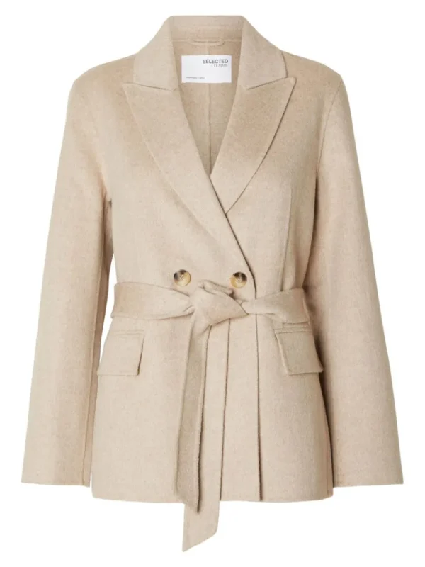 Overtøj>SELECTED DOBBELTRADET JAKKE Beige