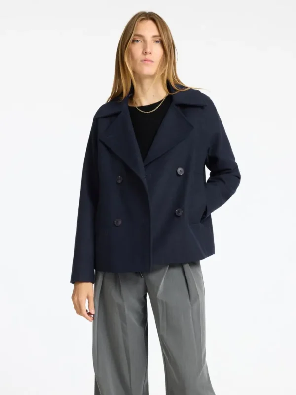 Overtøj>SELECTED DOBBELTRADET KORT JAKKE Blue
