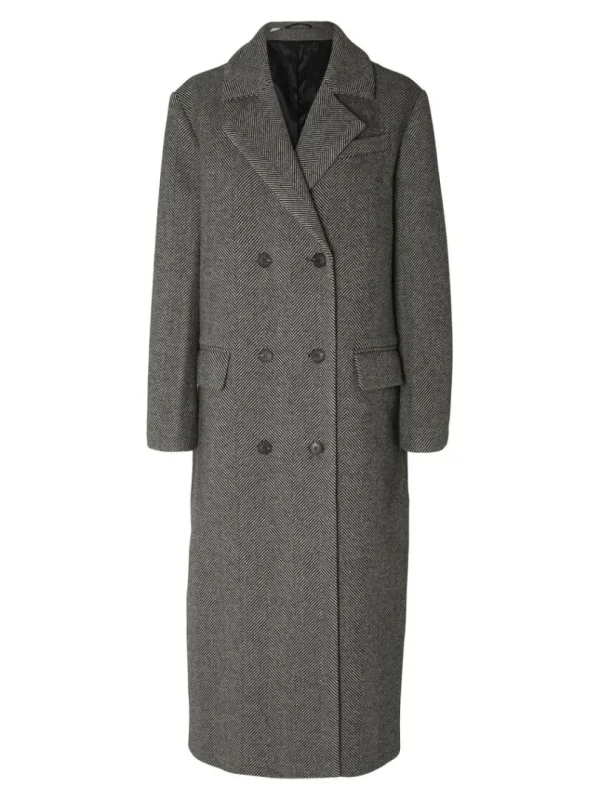 Overtøj>SELECTED DOBBELTRADET SILDEBEN FRAKKE Grey