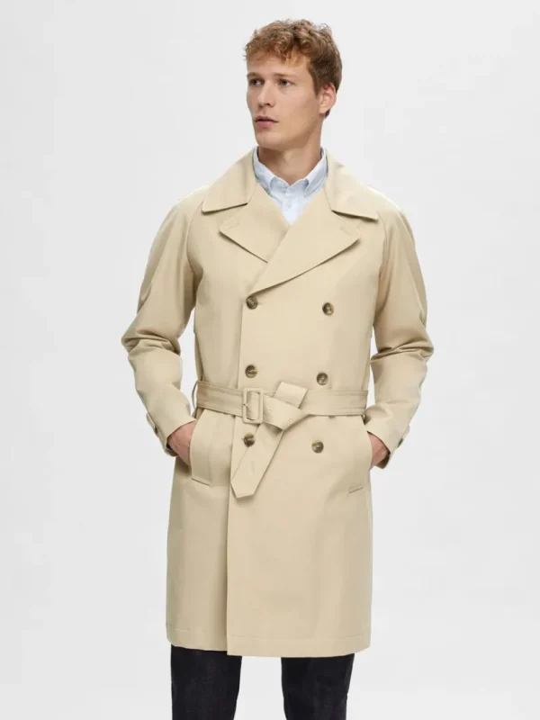 Overtøj>SELECTED DOBBELTRADET TRENCHCOAT Beige