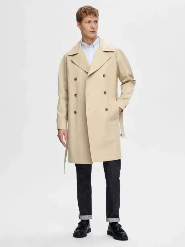 Overtøj>SELECTED DOBBELTRADET TRENCHCOAT Beige