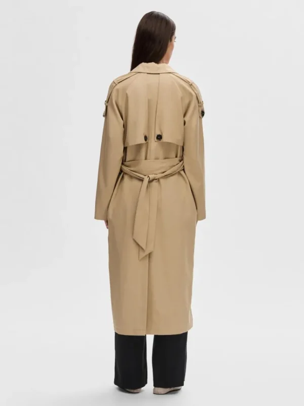 Overtøj>SELECTED DOBBELTRADET TRENCHCOAT Brown