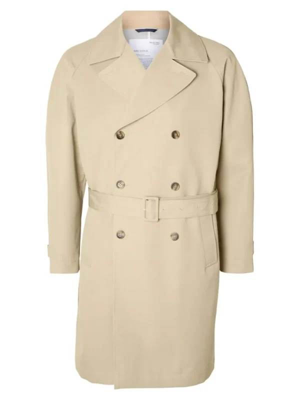 Overtøj>SELECTED DOBBELTRADET TRENCHCOAT Beige