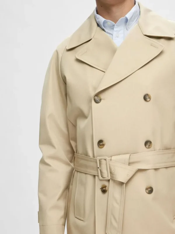 Overtøj>SELECTED DOBBELTRADET TRENCHCOAT Beige