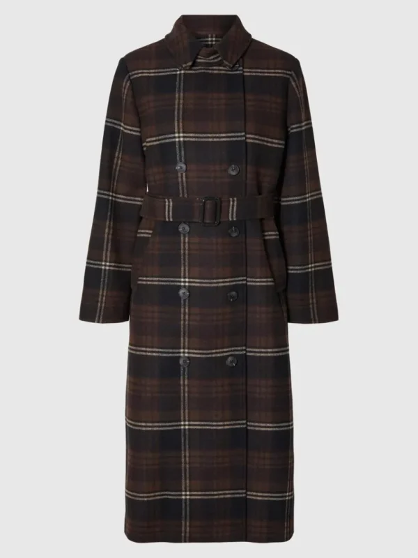 Overtøj>SELECTED DOBBELTRADET TRENCHCOAT Brown