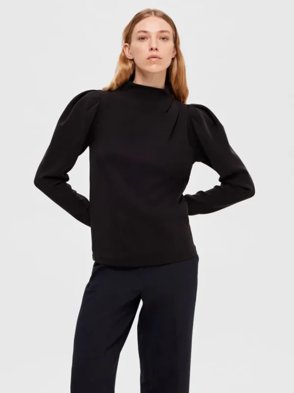 Toppe Og Bluser>SELECTED DRAPERET TOP Black