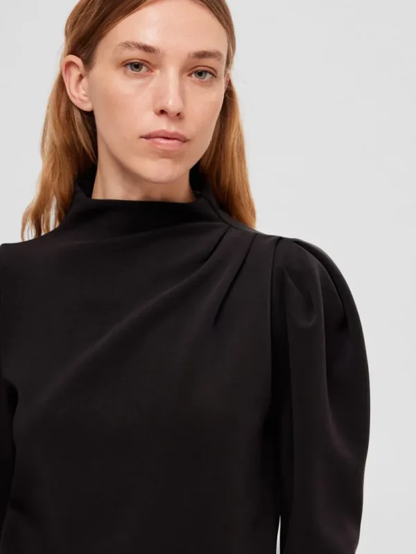 Toppe Og Bluser>SELECTED DRAPERET TOP Black