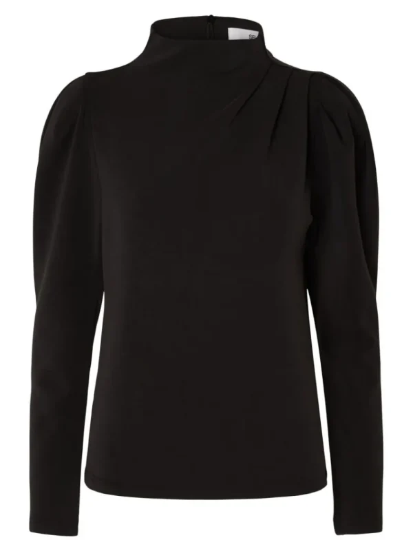 Toppe Og Bluser>SELECTED DRAPERET TOP Black