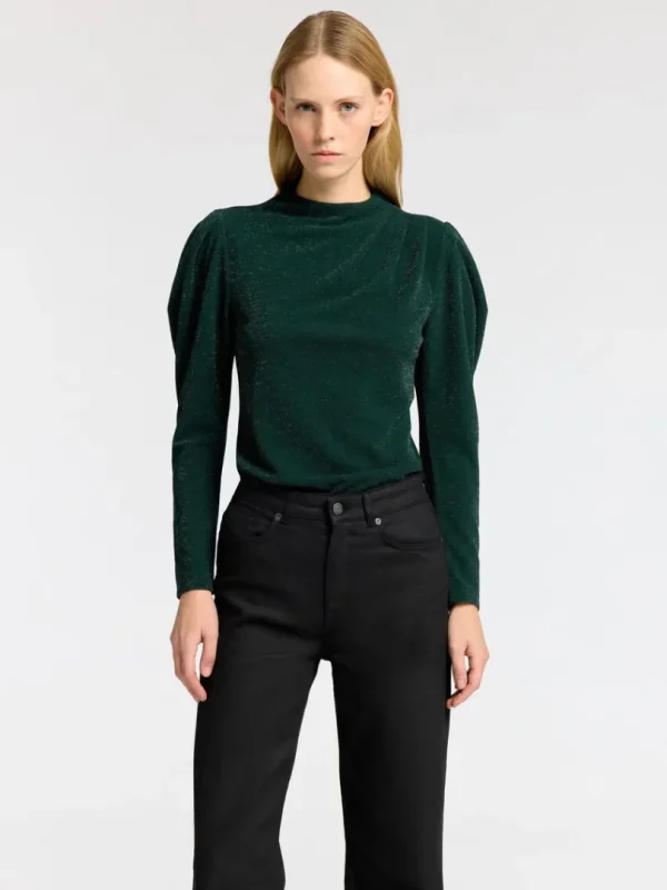 Toppe Og Bluser>SELECTED DRAPERET TOP MED LANGE ÆRMER Green