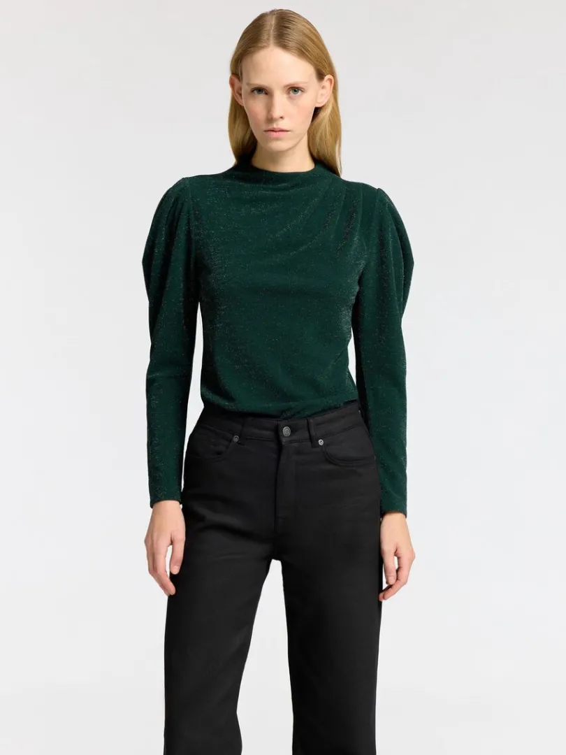 draperet_top_med_lange_rm_0-1.webp Toppe Og Bluser>SELECTED DRAPERET TOP MED LANGE ÆRMER Green