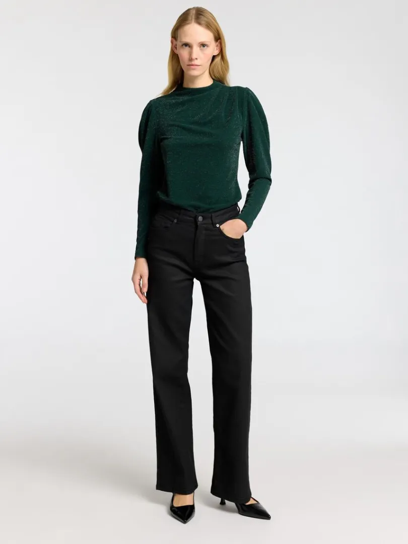 draperet_top_med_lange_rm_1.webp Toppe Og Bluser>SELECTED DRAPERET TOP MED LANGE ÆRMER Green
