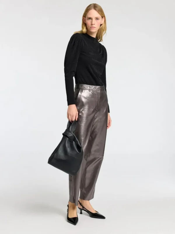 Toppe Og Bluser>SELECTED DRAPERET TOP MED LANGE ÆRMER Black