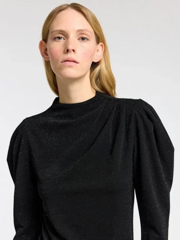 Toppe Og Bluser>SELECTED DRAPERET TOP MED LANGE ÆRMER Black