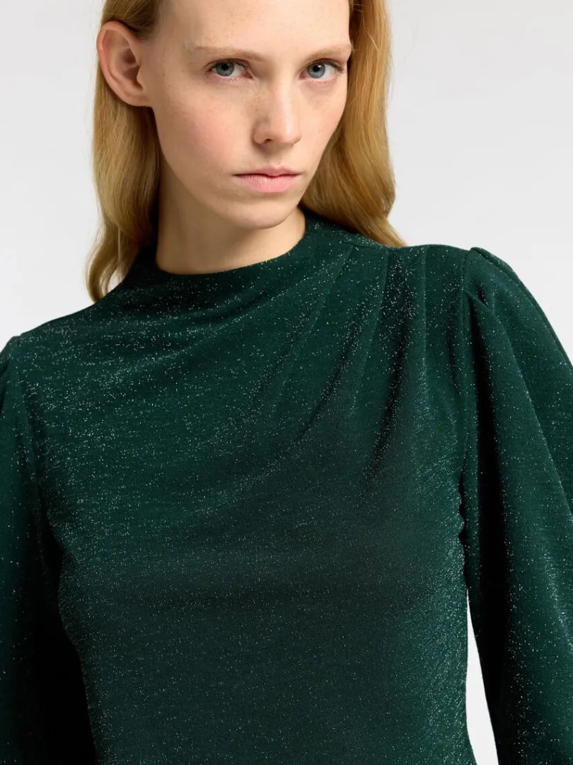draperet_top_med_lange_rm_3.webp Toppe Og Bluser>SELECTED DRAPERET TOP MED LANGE ÆRMER Green