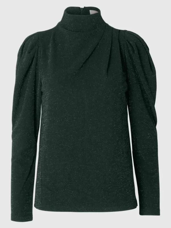 Toppe Og Bluser>SELECTED DRAPERET TOP MED LANGE ÆRMER Green