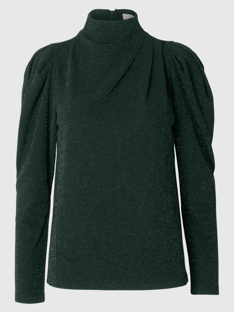 draperet_top_med_lange_rm_5.webp Toppe Og Bluser>SELECTED DRAPERET TOP MED LANGE ÆRMER Green