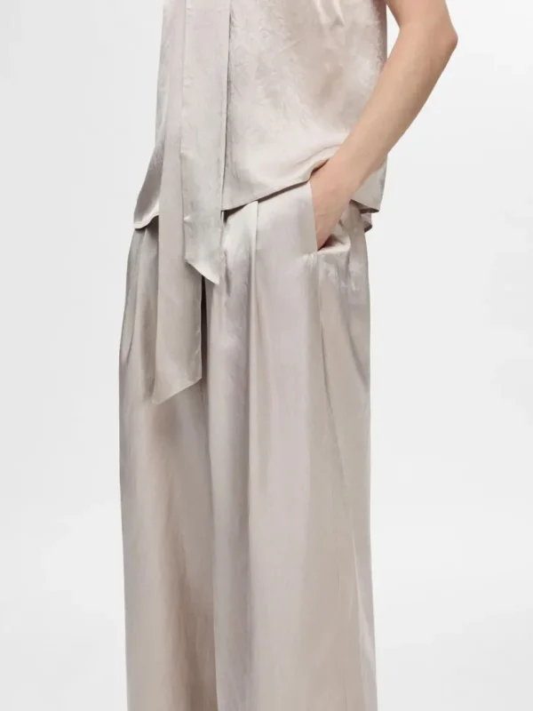 Bukser>SELECTED EKSTRA BREDE SATINBUKSER Silver