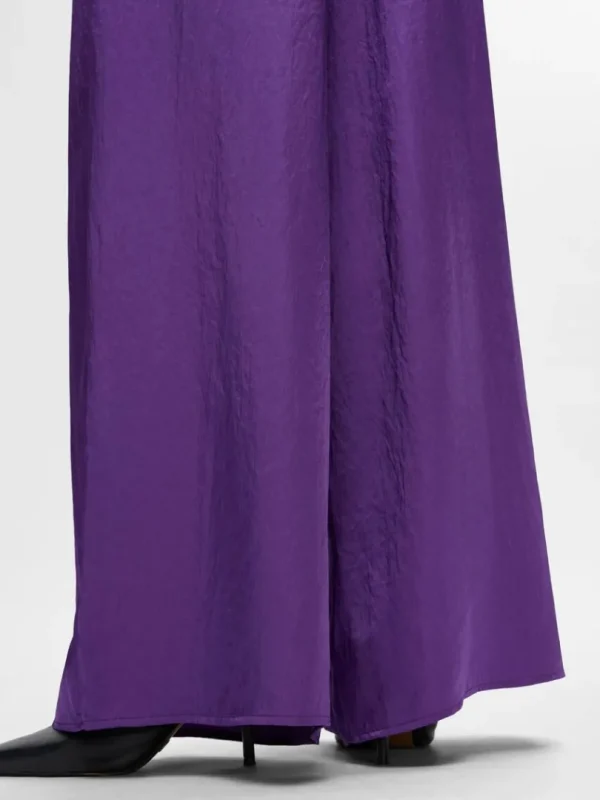 Bukser>SELECTED EKSTRA BREDE SATINBUKSER Purple