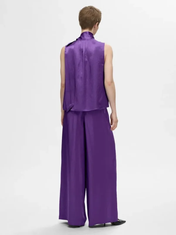 Bukser>SELECTED EKSTRA BREDE SATINBUKSER Purple