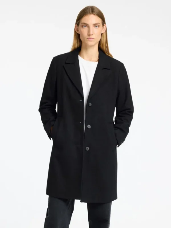 Overtøj>SELECTED ENKELTRADET FRAKKE Black