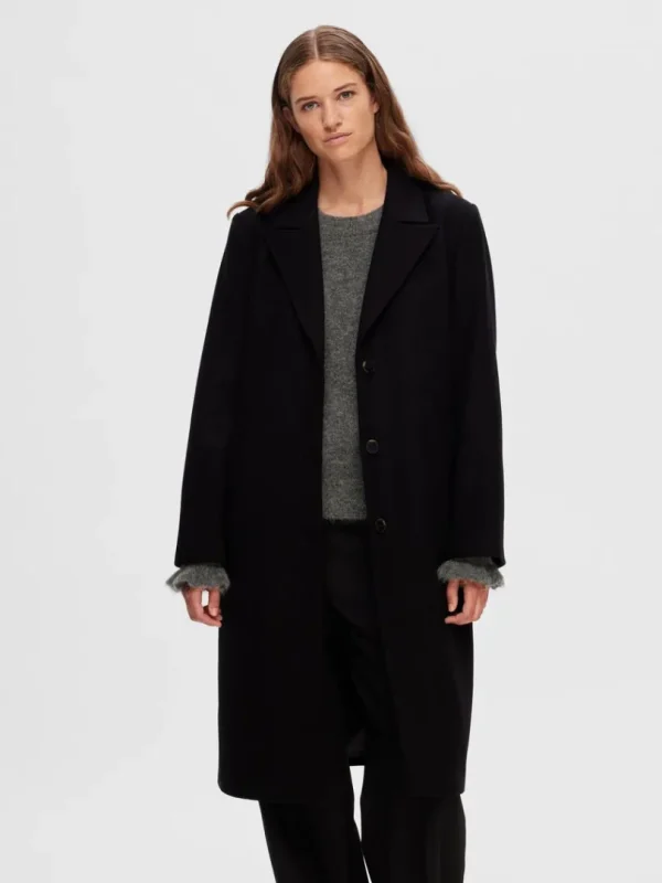 Overtøj>SELECTED ENKELTRADET FRAKKE Black