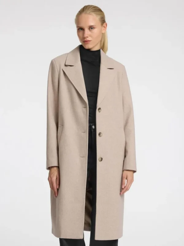 Overtøj>SELECTED ENKELTRADET FRAKKE Beige