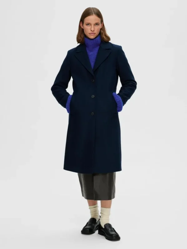 Overtøj>SELECTED ENKELTRADET FRAKKE Blue