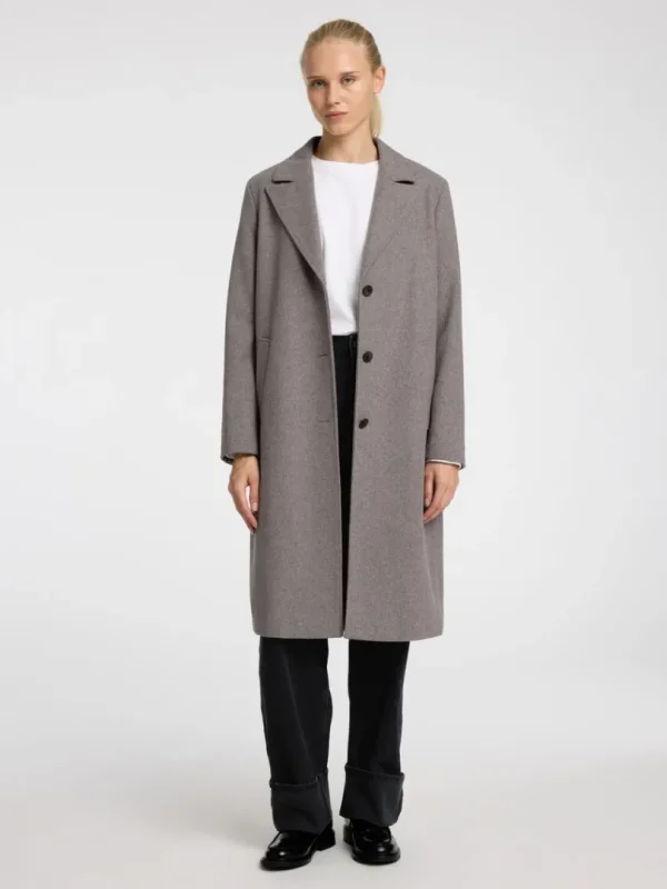 Overtøj>SELECTED ENKELTRADET FRAKKE Grey
