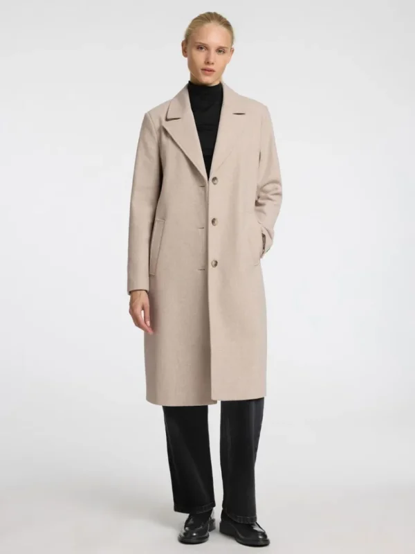 Overtøj>SELECTED ENKELTRADET FRAKKE Beige