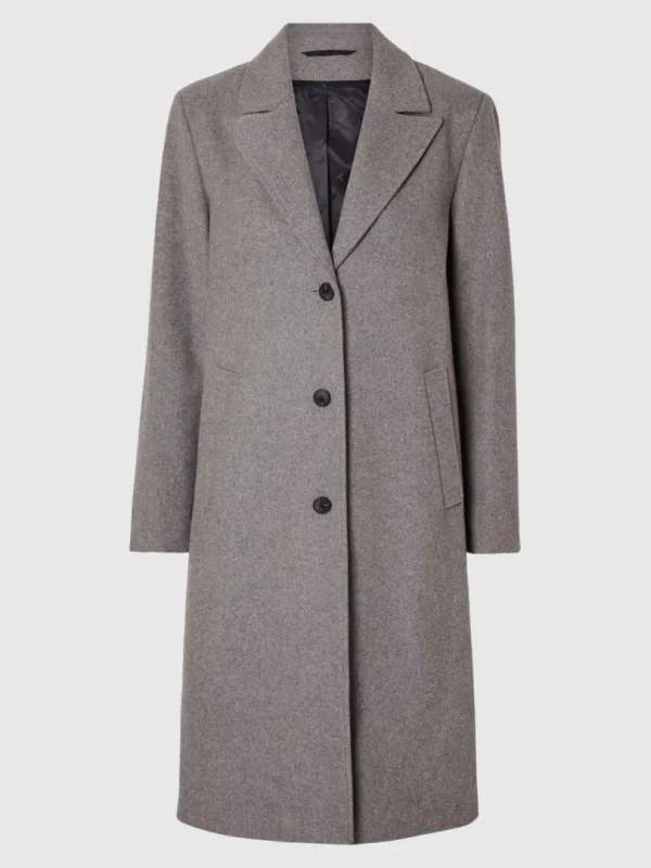 Overtøj>SELECTED ENKELTRADET FRAKKE Grey